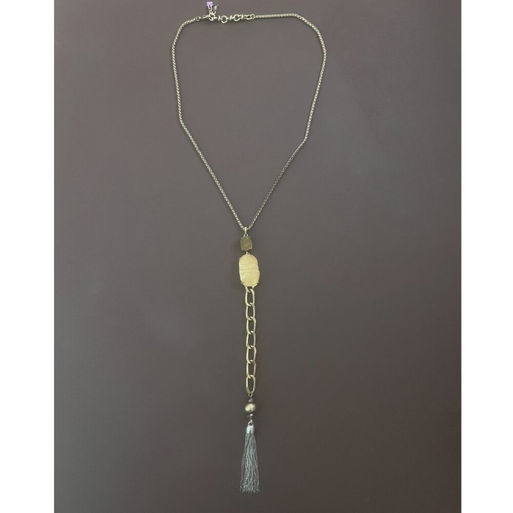 Lucky Brand Precious Stone and Tassel Two-Tone Necklace